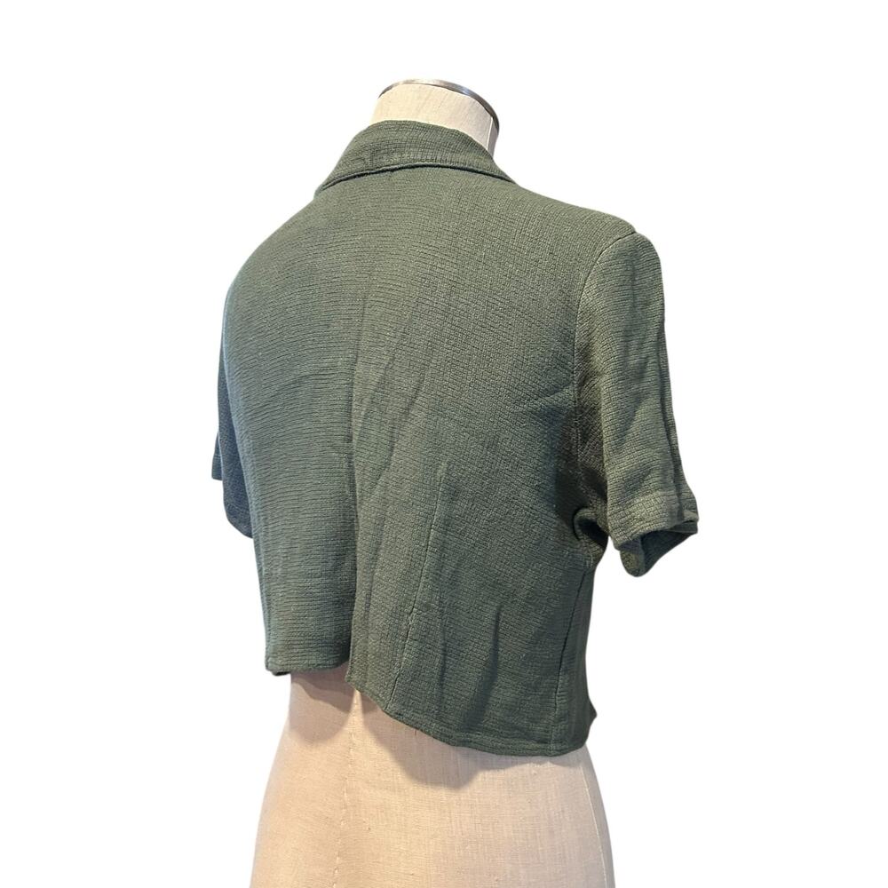 Vintage Green Cropped Button Down Shirt Womens Sz Medium Coastal Cowgirl Cottage - Picture 4 of 16